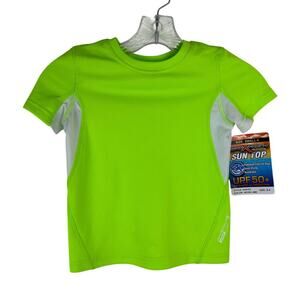 ZeroXposur Youth Rash Guard Swim Shirt Sun Top Size 4 Neon Green UPF 50+